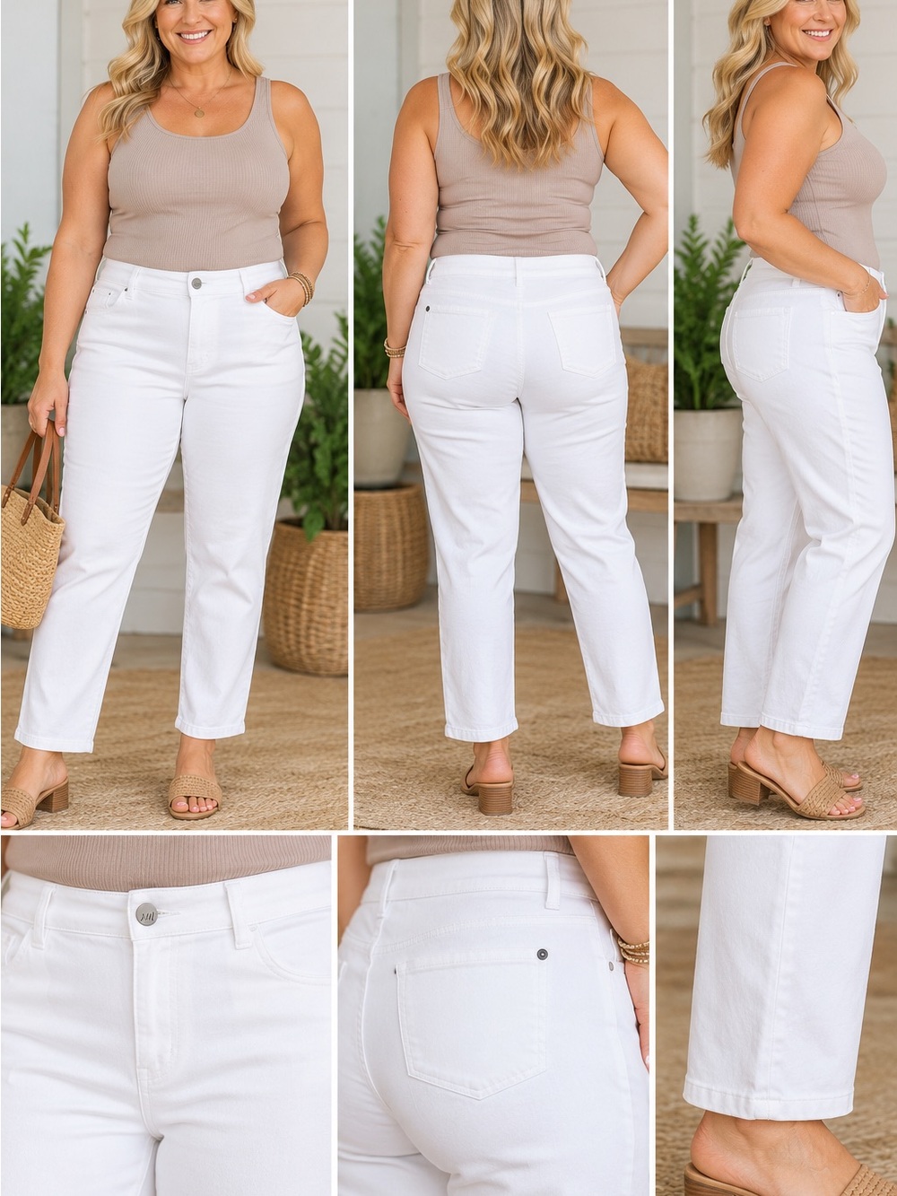 J.Jill Slim Boyfriend Jeans Women’s Coastal 14 White Straight Leg Stretch Denim